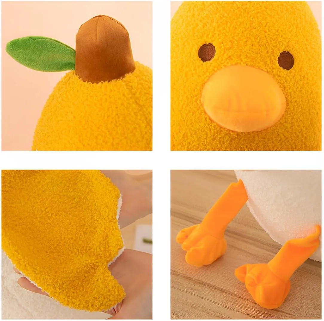Banana Duck Plush Toy,27.5 in Cute Duck Banana Stuffed Animal Elastic Duck Plush Pillow,for Boys Girlfriend Adults Birthday Chrismas Thanksgiving Decor (White)