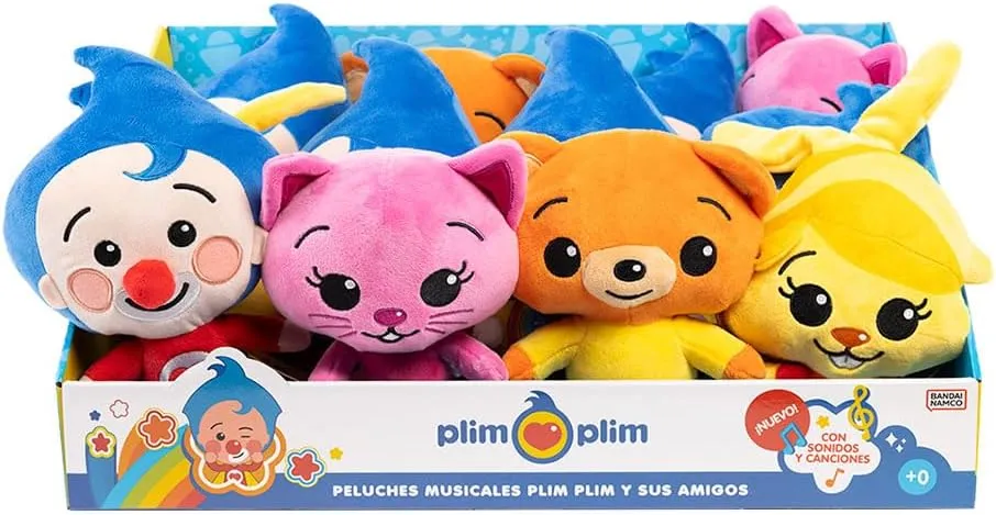 BANDAI The Clown Plim Plim Plush Toy with Musical Bam Bam, 20 cm, Multicoloured, Model PL85024, Toy with Sayings from the Series and Delights Children