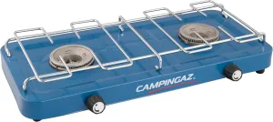 Base Camp Compact Gas Stove with 2 Hobs, 2 x 1600 Watts, for Camping or Festivals, Blue