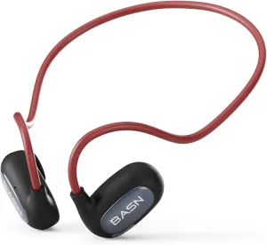 BASN AirS1 Air Conduction Headphones, Wireless Bluetooth 5.3 with IPX5 Waterproof, 16.2mm Driver ENC Open Ear Sport Headphones for Cycling Running Swimming Exercise Travel (Red)