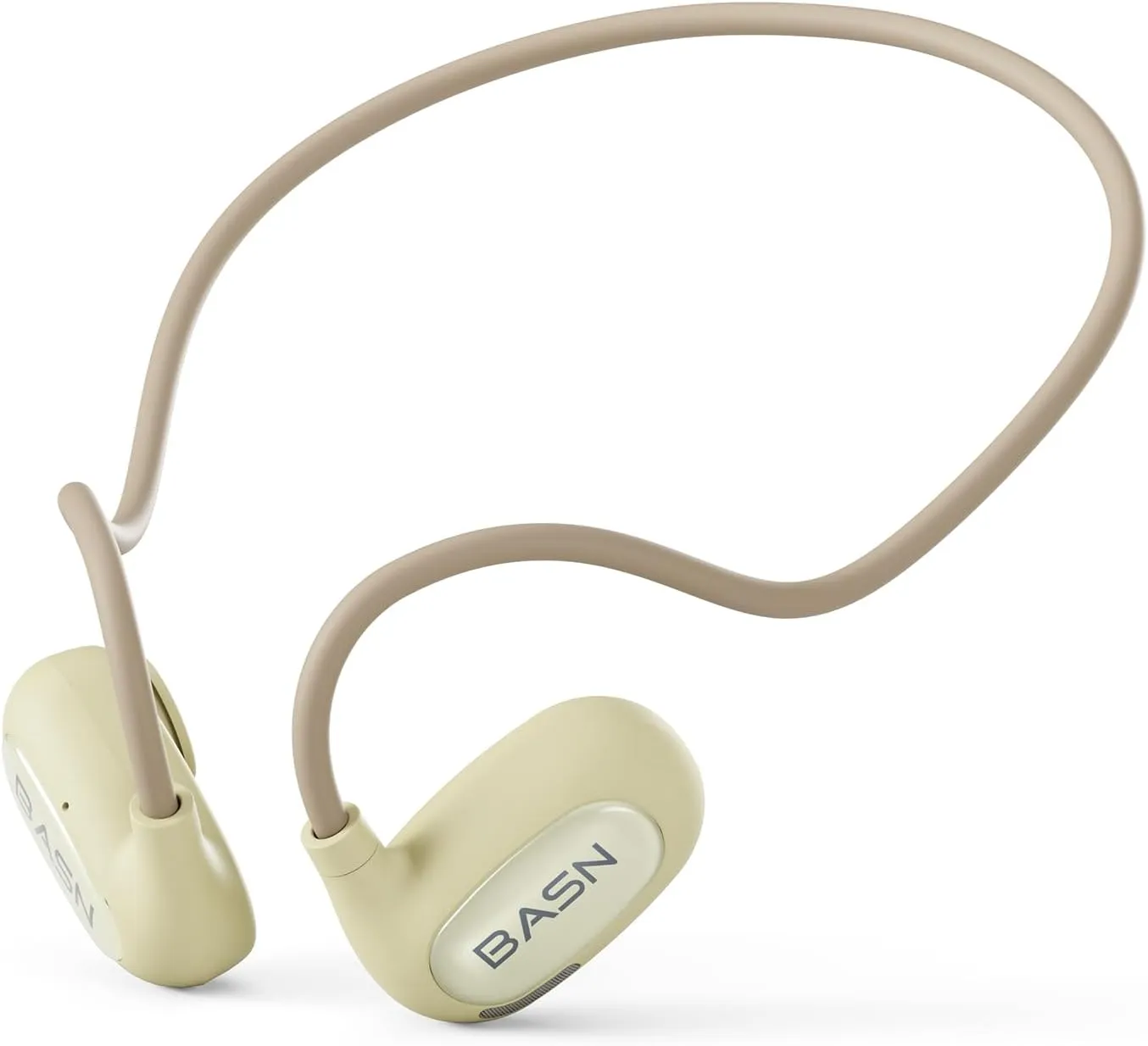 BASN AirS1 Open Ear Headphones, Bluetooth 5.3 Air Conduction ENC Sport Earbuds with Premium Sound & Clear Calls, IPX5 Waterproof Wireless Earphones for Workouts Running Hiking Cycling (Beige)