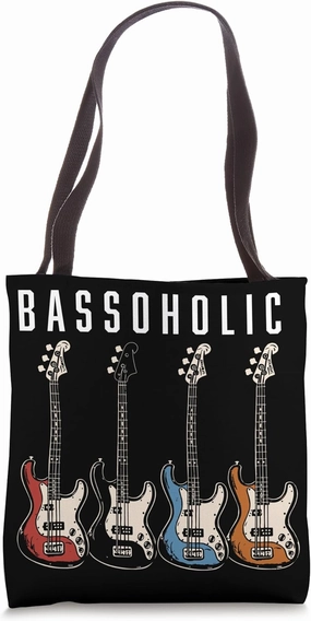Bassoholic Bass Guitar Player Instrumentalist Music Lover Tote Bag
