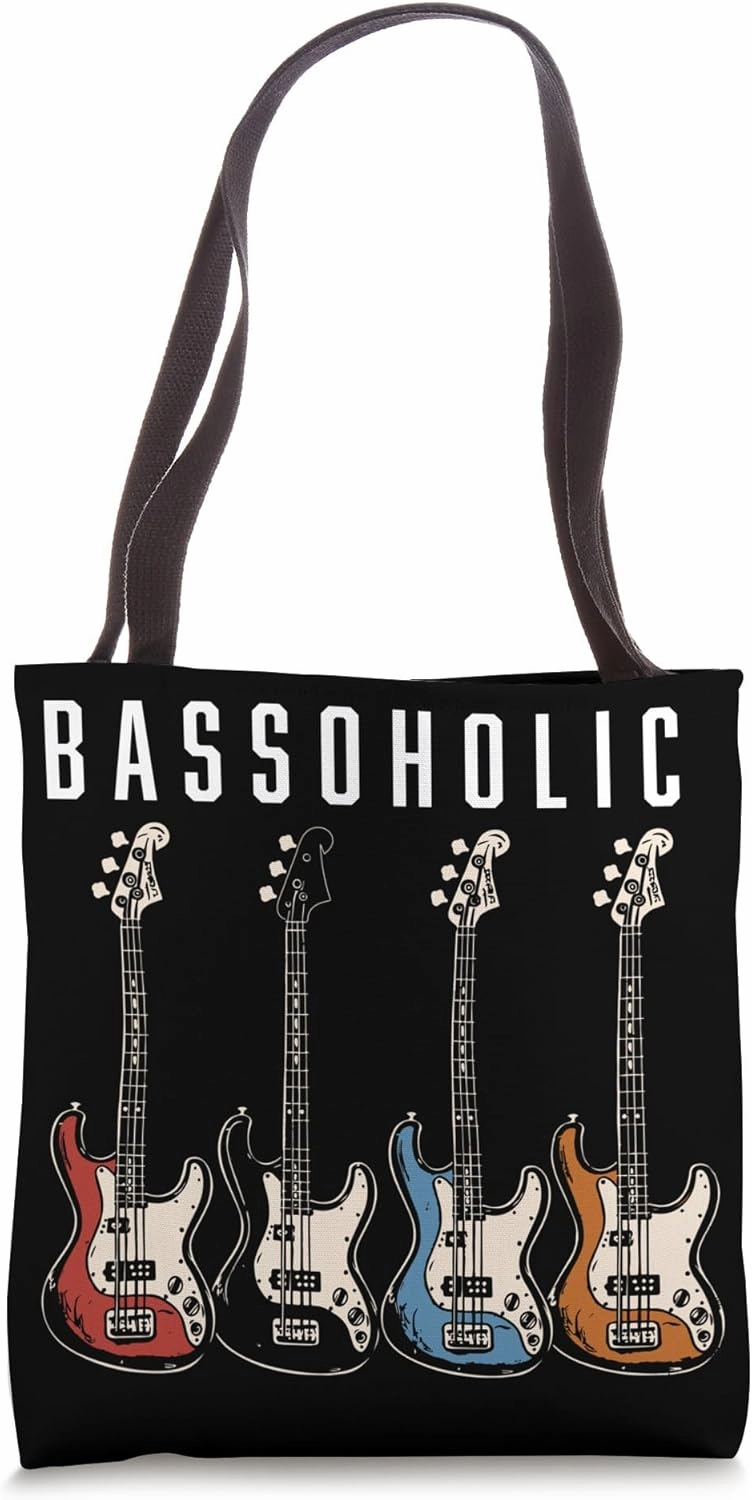 Bassoholic Bass Guitar Player Instrumentalist Music Lover Tote Bag