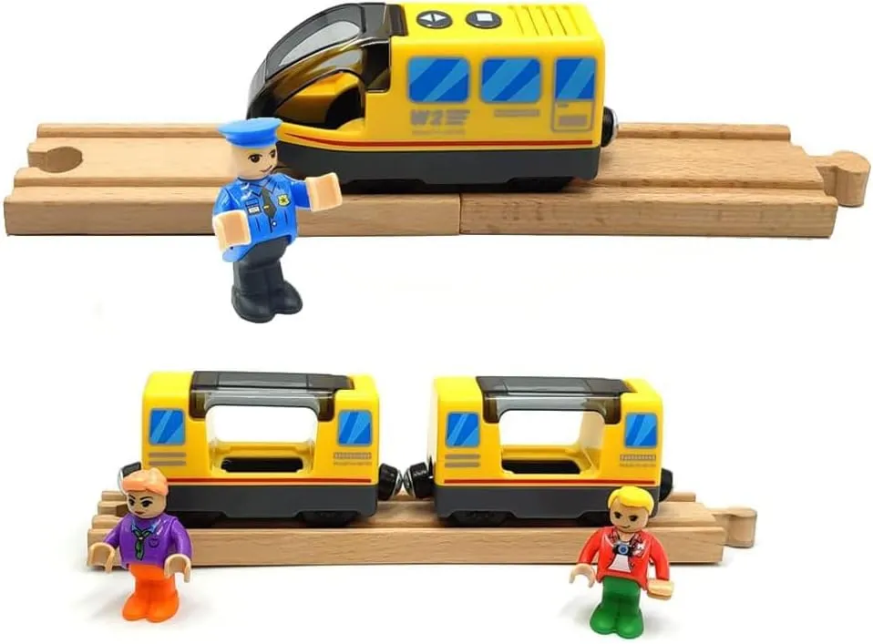 Battery Operated Locomotive Train Set for Wooden Train Tracks Magnetic Connection, Powerful Engine Bullet Train Set Compatible with Thomas, Brio, Melissa and Doug, Electric Train Toys for Toddlers