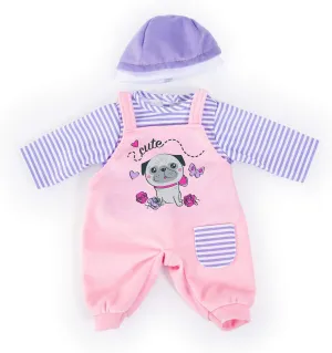 Bayer Design -83883AA Clothes for 33-38cm Dolls, Dungarees, Tops and Cap, Set, Cute Pattern Clothes for Dogs, Pink, Purple, Small, 83883AA