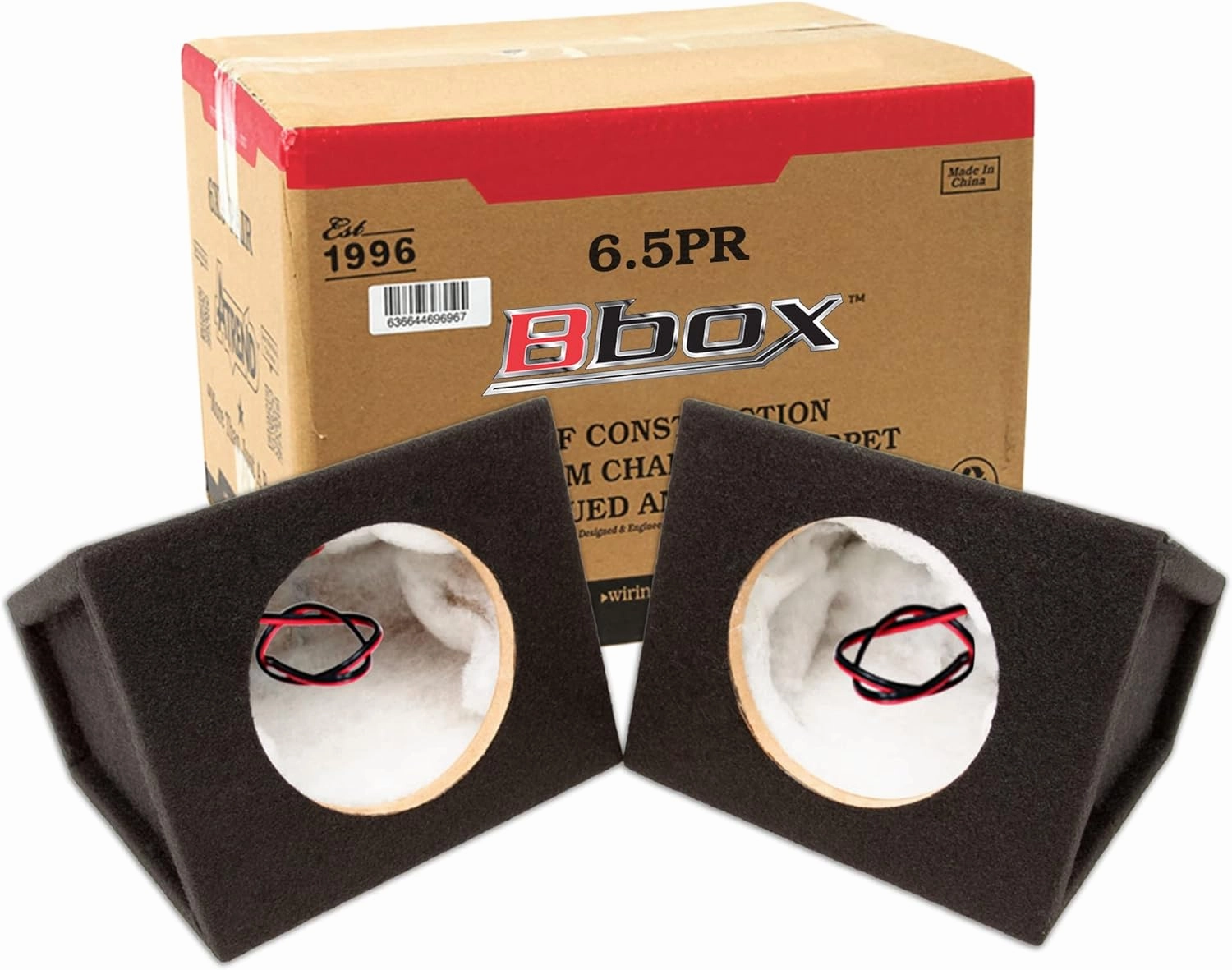 Bbox Pro Audio Tuned 6.5" Speaker Enclosures - Premium Speakers to Enhance Sound & Bass - Nickel Finish Speaker Terminals for Car or Truck - 18 Gauge Audio Cables - Speaker Set of 2 (Black)
