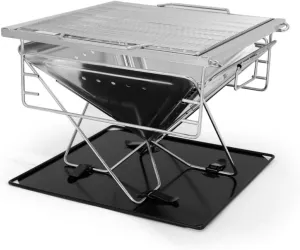 BBQ Grill Fire Pit Stainless Steel, Foldable Grill with Carrying Bag, Tabletop Small Charcoal Grill Mini Portable Fire
