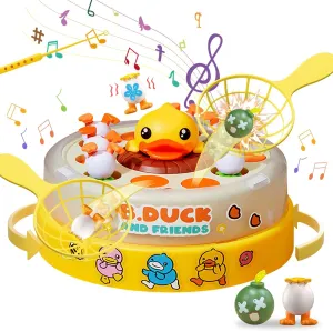 B.Duck Bounce and Catch Game Toys for Kids, Family and Friends Rotate Pop Up Board Games with Music, Fishing Game, Scoring Game Christmas Birthday Gifts Toys for Toddler Age 3-5 4-6 5-7