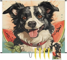 Beach Blanket, Alaskan Malamutes Dog Sandproof Beach Mat, Waterproof Quick Drying Sand Free Mat with 4 x Ground Spikes for Outdoor Travel Camping Hiking, Watermelon 68 x 59 in