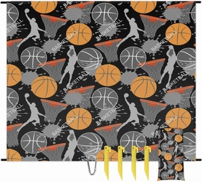 Beach Blanket, Basketball Player Sandproof Beach Mat, Waterproof Quick Drying Sand Free Mat with 4 x Ground Spikes for Outdoor Travel Camping Hiking, Basketball Sport 68 x 59 in