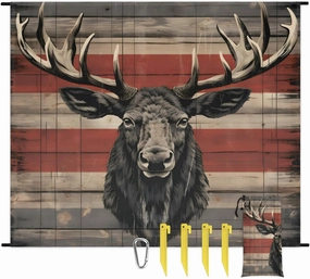 Beach Blanket, Deer Sandproof Beach Mat, Waterproof Quick Drying Sand Free Mat with 4 x Ground Spikes for Outdoor Travel Camping Hiking, Vintage Deer 68 x 59 in