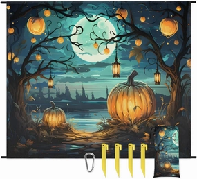 Beach Blanket, Halloween Pumpkin Sandproof Beach Mat, Waterproof Quick Drying Sand Free Mat with 4 x Ground Spikes for Outdoor Travel Camping Hiking, Fall Pumpkin 68 x 59 in