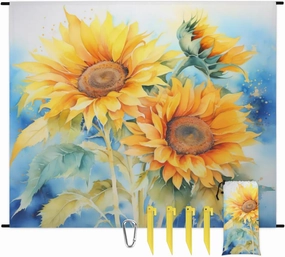 Beach Blanket, Sunflower Sandproof Beach Mat, Waterproof Quick Drying Sand Free Mat with 4 x Ground Spikes for Outdoor Travel Camping Hiking, Summer Flower 68 x 59 in
