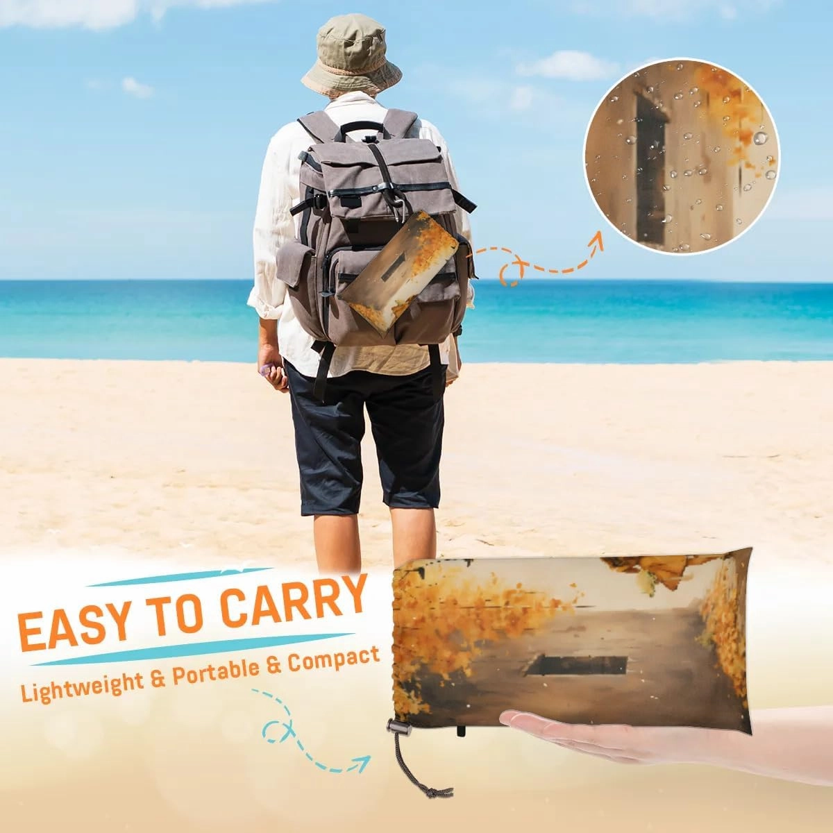 Beach Blanket, Valentine's Day Sandproof Beach Mat, Waterproof Quick Drying Sand Free Mat with 4 x Ground Spikes for Outdoor Travel Camping Hiking, Floral 68 x 59 in