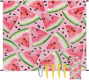 Beach Blanket, Watermelon Sandproof Beach Mat, Waterproof Quick Drying Sand Free Mat with 4 x Ground Spikes for Outdoor Travel Camping Hiking, Watermelon Pattern 68 x 59 in
