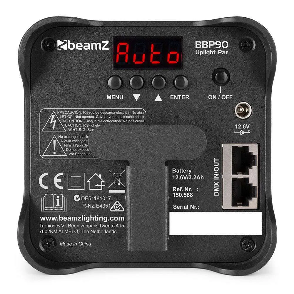 BeamZ BBP90 4x4W Battery Wireless DMX Uplight with Remote