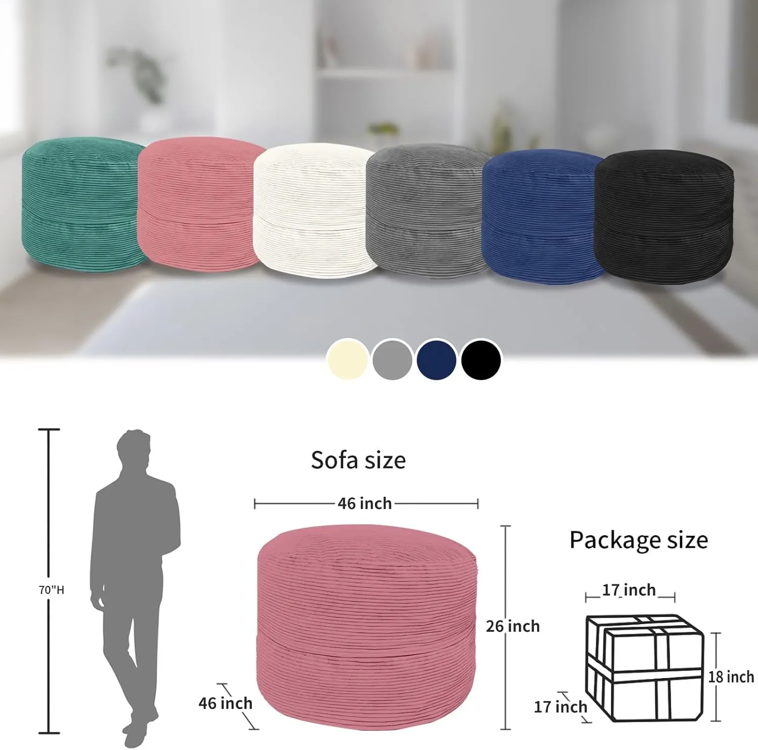 Bean Bag Chairs for Adults, 4FT Bean Bag Chairs with Plush Microfiber Removable Cover, Giant Chairs with Memory Foam Big Sofa for Reading, Gaming Cozy Chair, Pink