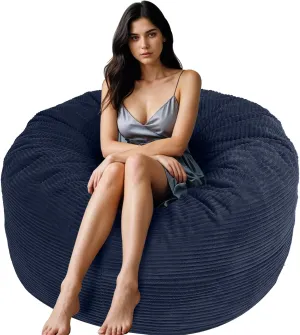Bean Bag Chairs for Adults, 5FT Bean Bag Chairs with Plush Microfiber Removable Cover, Giant Chairs with Memory Foam Big Sofa for Reading, Gaming Cozy Chair, Blue
