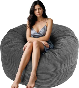 Bean Bag Chairs for Adults, 5FT Bean Bag Chairs with Plush Microfiber Removable Cover, Giant Chairs with Memory Foam Big Sofa for Reading, Gaming Cozy Chair, Gery