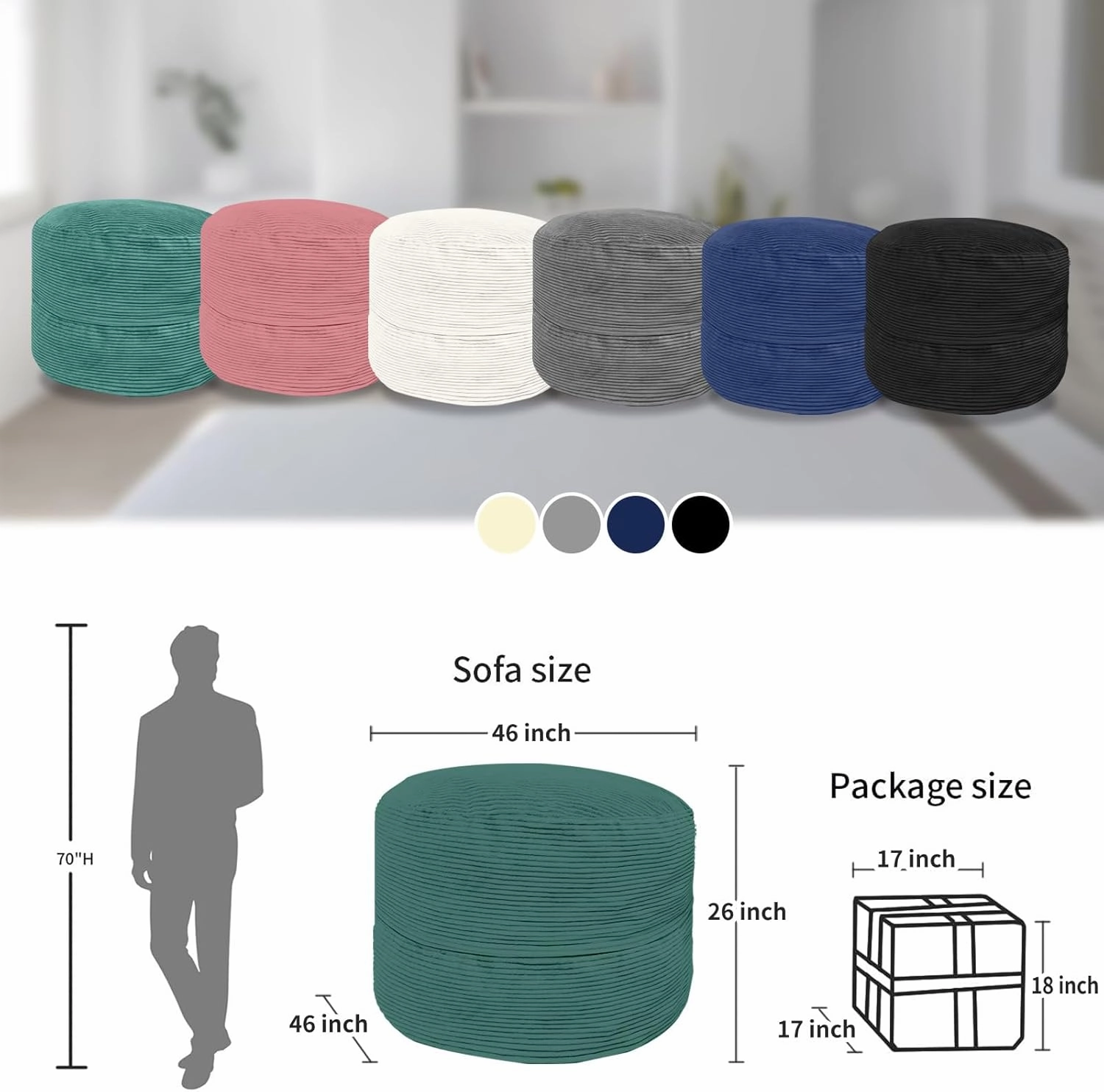 Bean Bag Chairs for Adults, 4FT Bean Bag Chairs with Plush Microfiber Removable Cover, Giant Chairs with Memory Foam Big Sofa for Reading, Gaming Cozy Chair, Green