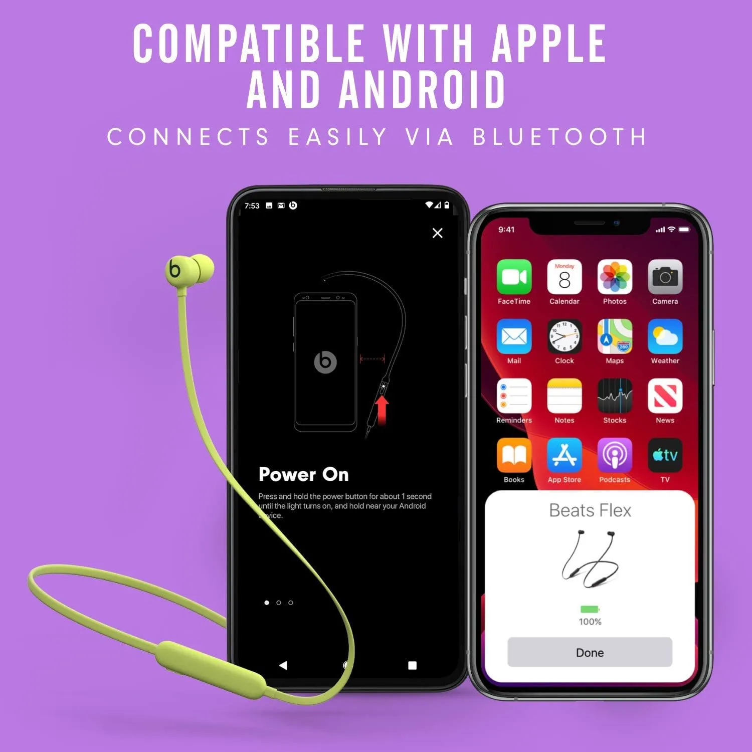 Beats Flex with Apple 20W USB-C Power Adapter - Yuzu Yellow