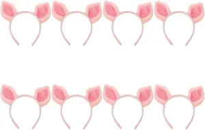 Beaupretty 8 Pieces Pink Pig Ears Headbands Halloween Costume Headband Animals Hair Hoop Puppy Ears Headwear Halloween Headpiece Animal Ears Headband Halloween Hair Accessories For Women Girls