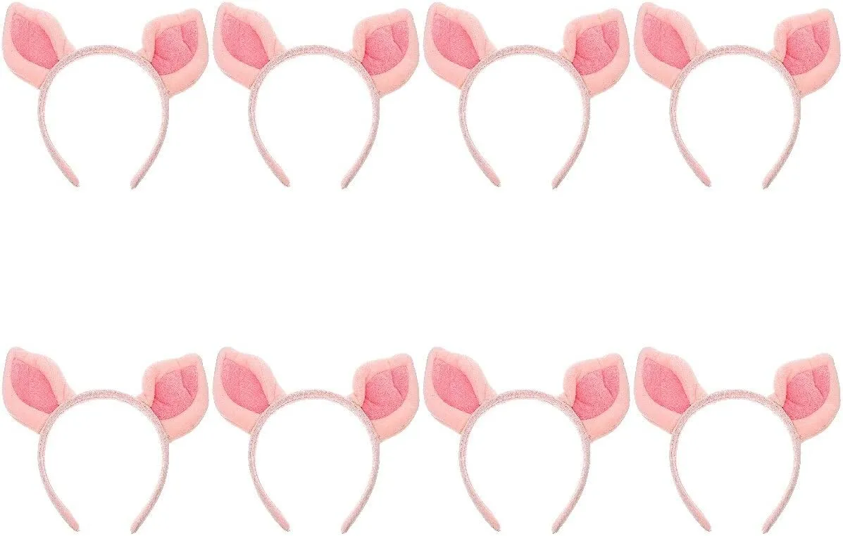 Beaupretty 8 Pieces Pink Pig Ears Headbands Halloween Costume Headband Animals Hair Hoop Puppy Ears Headwear Halloween Headpiece Animal Ears Headband Halloween Hair Accessories For Women Girls