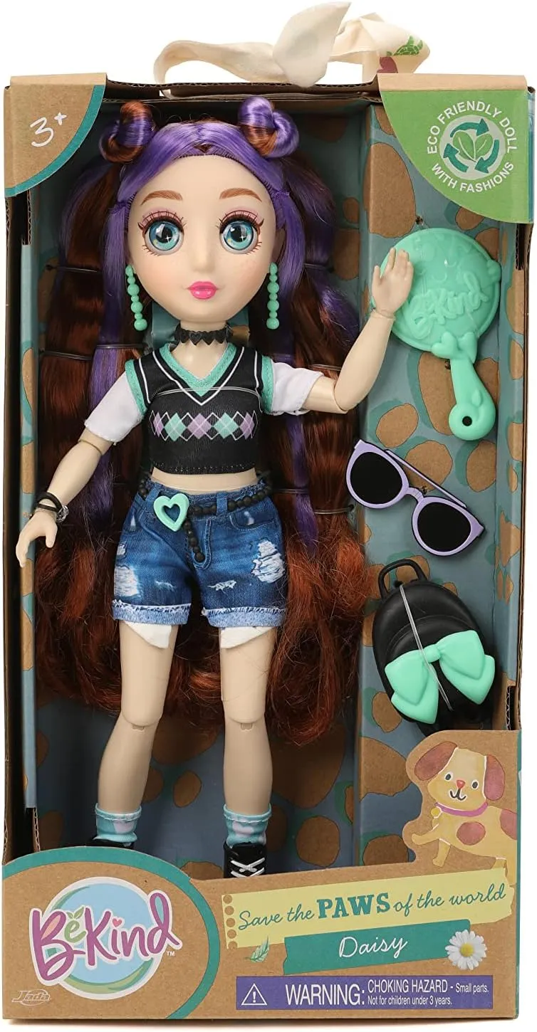 BeKind 12" Save The Paws of The World Daisy Eco Friendly Dolls, Toys for Kids, Multi-Color