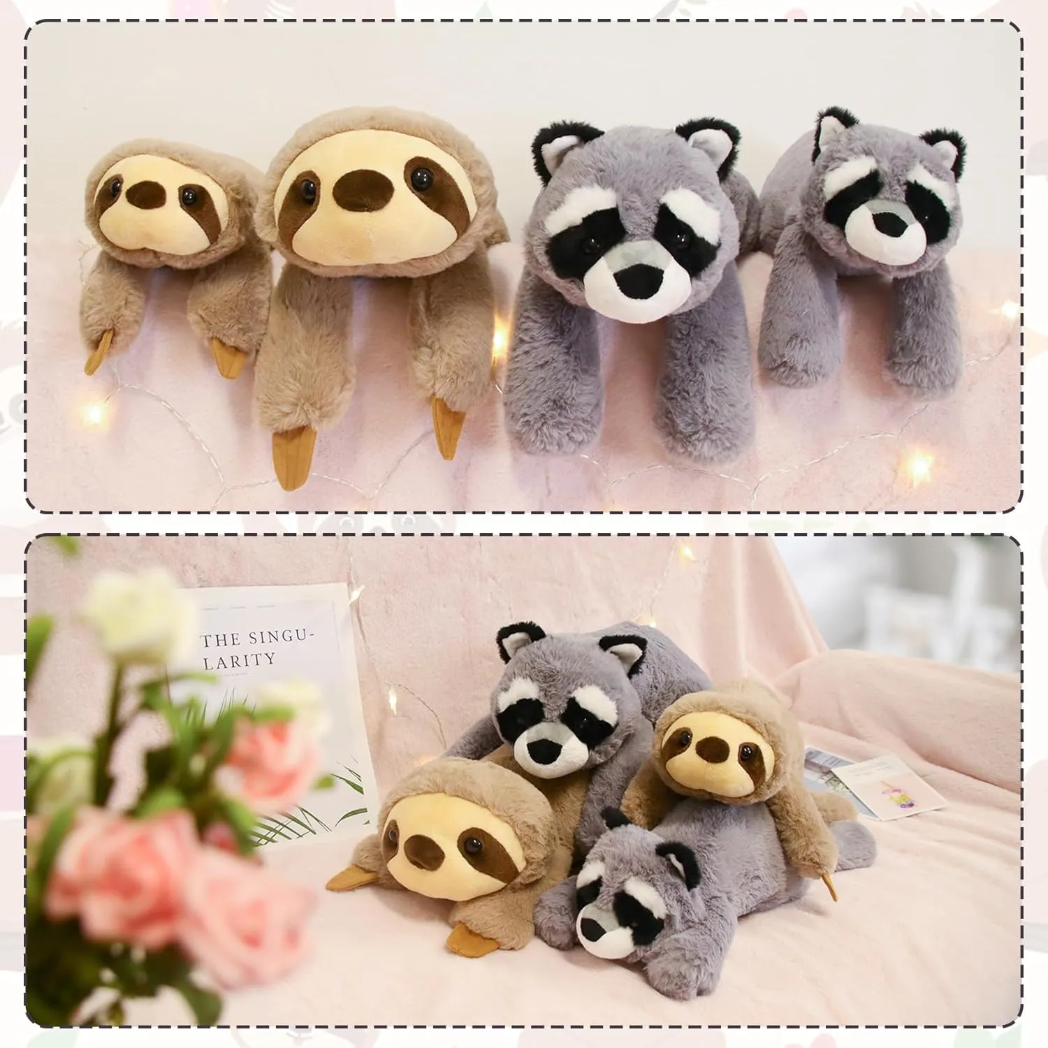 Bekrgwiy Weighted Raccoon Plush,23in Raccoon Stuffed Animal Weighted Plushie Doll Toy for Kids Boys Girls,Hugging Plushie,Gift for Valentine's Day Birthday Halloween Christmas