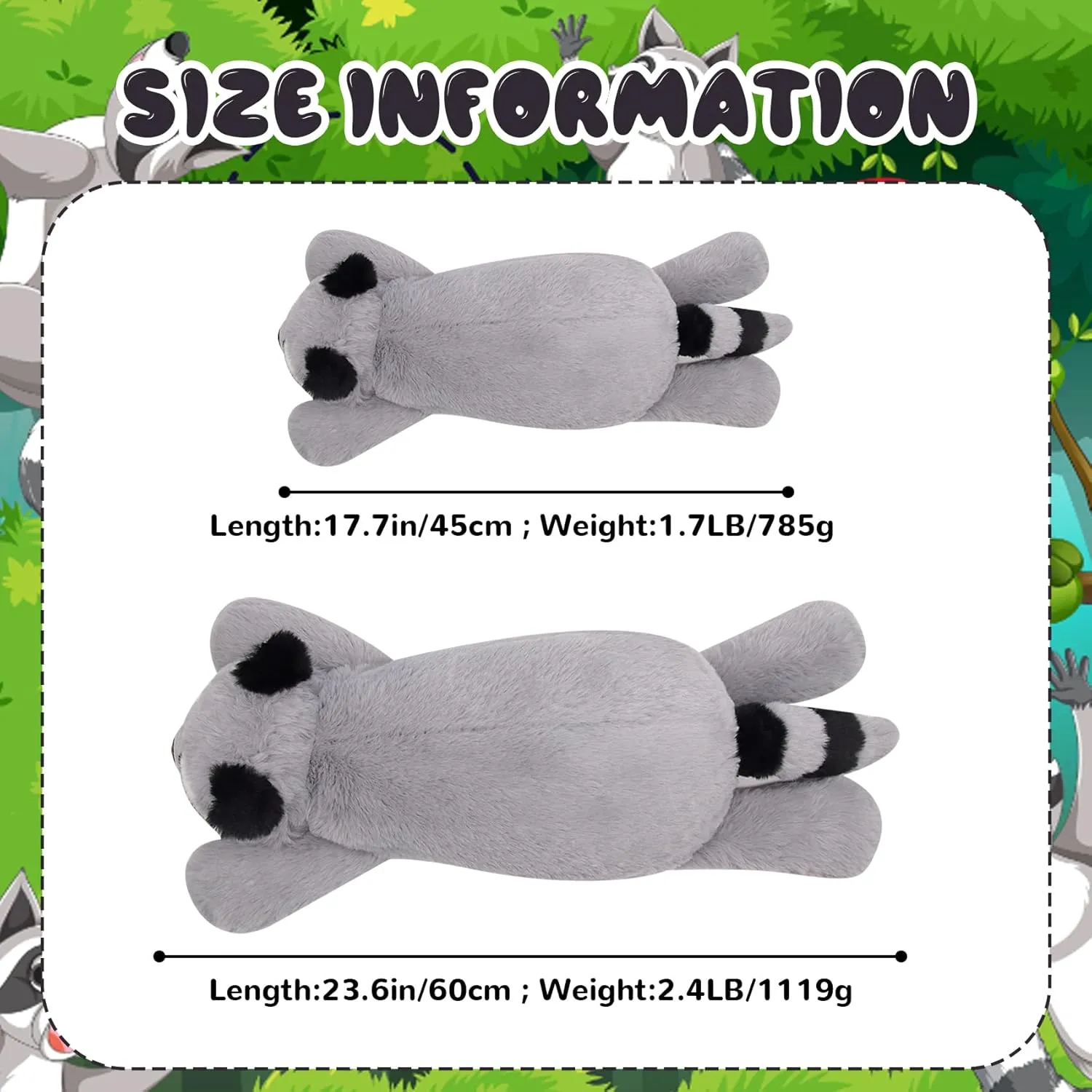 Bekrgwiy Weighted Raccoon Plush,23in Raccoon Stuffed Animal Weighted Plushie Doll Toy for Kids Boys Girls,Hugging Plushie,Gift for Valentine's Day Birthday Halloween Christmas