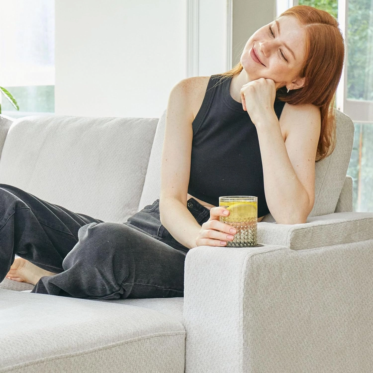 Belffin Modular Sectional Sofa with Pull Out Couch Bed Sectional Couch Convertible Sleeper Sofa with Cup Holder. White