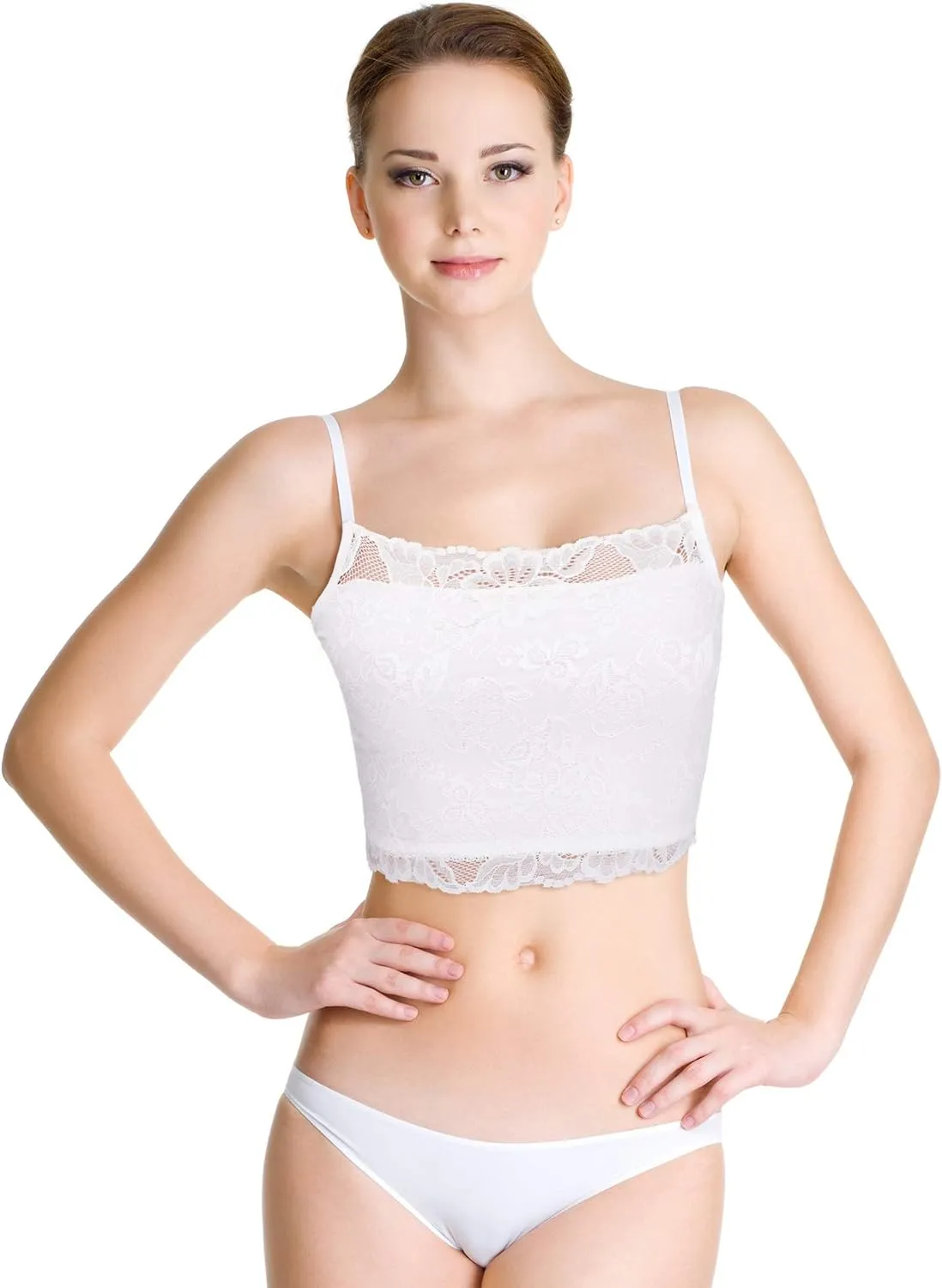 Bencailor 6 Pack Women's Lace Camisoles, Cleavage Cover up Tank Top Bralette Half Cropped Cami Bra for Girls