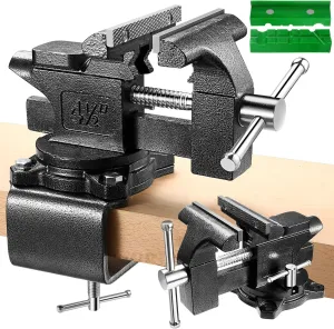 Bench Vise, 4-1/2" Table Vise For Workbench,2-in-1 Multi-Purpose Heavy Duty Bench Vice With Multifunctional Soft Jaws, 270° Swivel Base Home Vise for Woodworking,Home Workshop,Welding and DIY