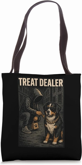 Bernese Mountain Dog Treat Dealer Parody Humor Dog Lover Tote Bag