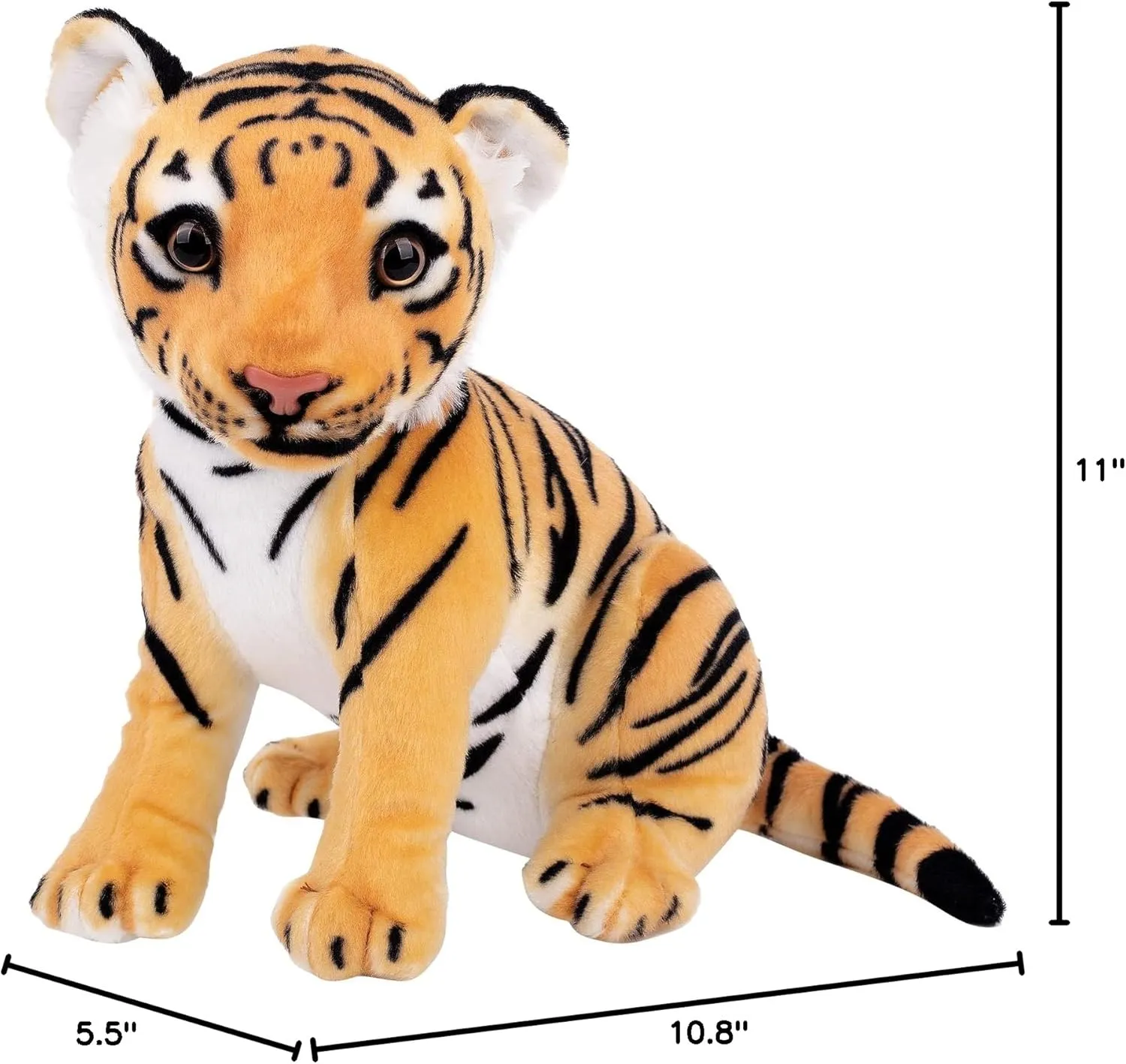 Berry President Stuffed Animal Toys, Plush Toys, Sitting Tiger Stuffed Toys, Lifelike and Lovely Animal Dolls, Gifts for 3  Boys and Girls (Yellow, 11 in)