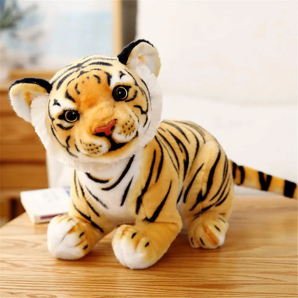 Berry President Stuffed Animal Toys, Plush Toys, Sitting Tiger Stuffed Toys, Lifelike and Lovely Animal Dolls, Gifts for 3  Boys and Girls (Yellow, 11 in)