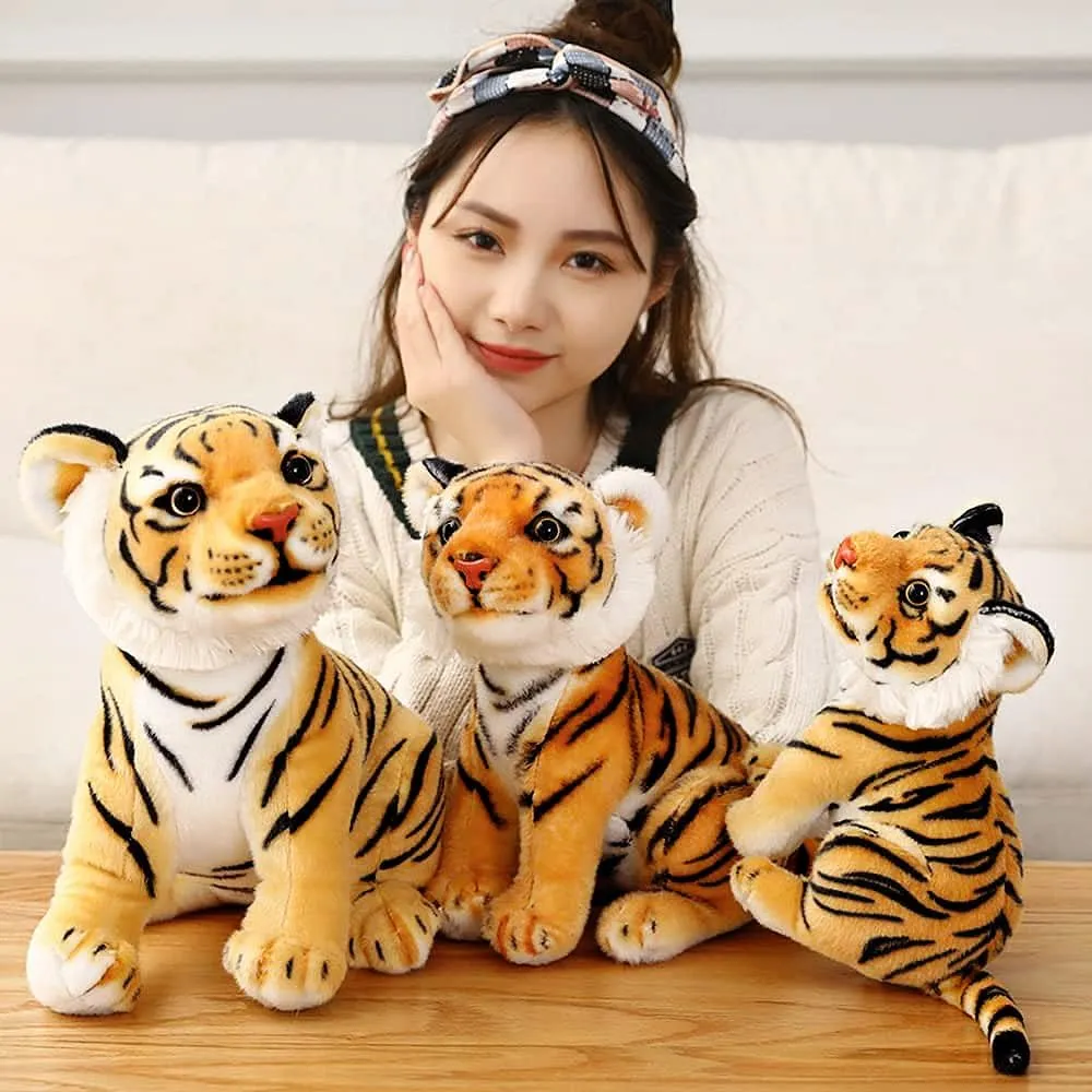Berry President Stuffed Animal Toys, Plush Toys, Sitting Tiger Stuffed Toys, Lifelike and Lovely Animal Dolls, Gifts for 3  Boys and Girls (Yellow, 11 in)