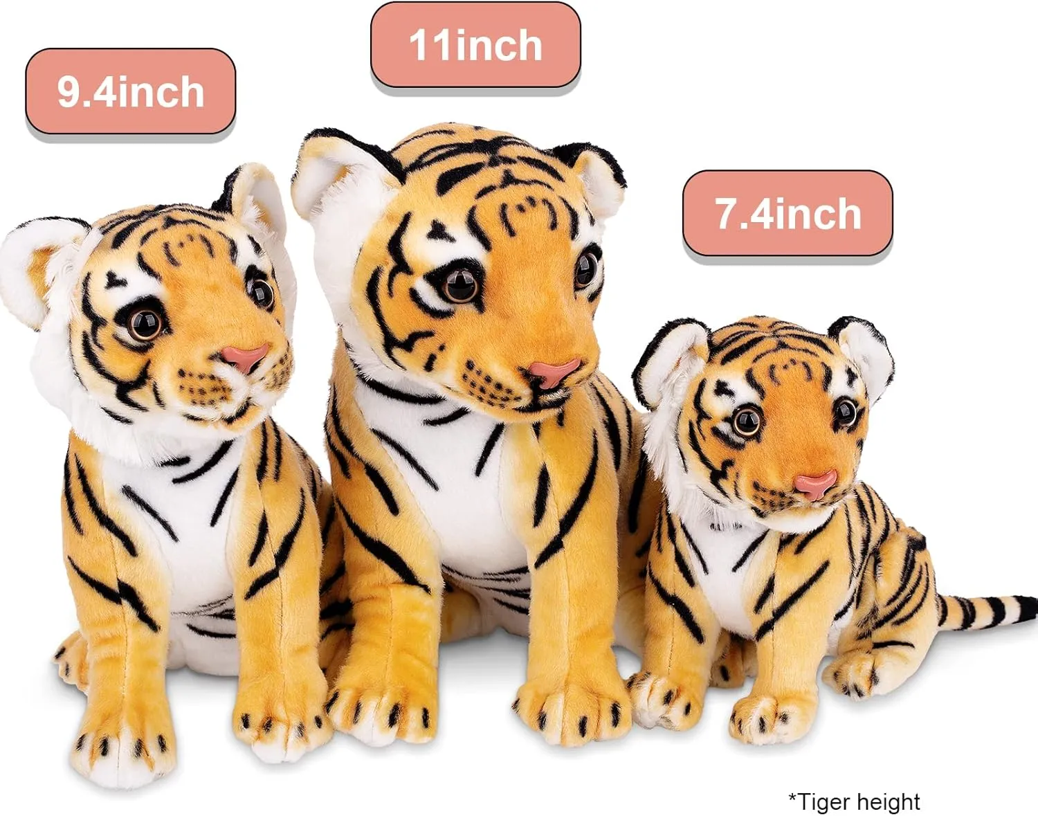 Berry President Stuffed Animal Toys, Plush Toys, Sitting Tiger Stuffed Toys, Lifelike and Lovely Animal Dolls, Gifts for 3  Boys and Girls (Yellow, 11 in)