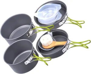 BESPORTBLE Portable Outdoor Cookware Set Camping Cookware 2-3 Person Cooking Kit Foldable Pot
