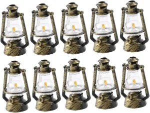 BESTonZON 2sets Mini Kerosene Lights for Dollhouse Decoration Vintage Style Accessories Detailed Retro Lanterns for Creative Scenes Safe and Environmental Friendly 10pcs*2