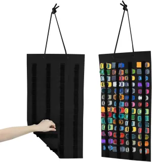 BigKing Hanging Storage Organizer for 1:64 Toy Cars - Double-Sided Felt Display Case for Hotwheel Cars, Wall-Mount Display Case for Hot Wheels Matchbox Cars, Hold Up 120 Toy Cars (Black)