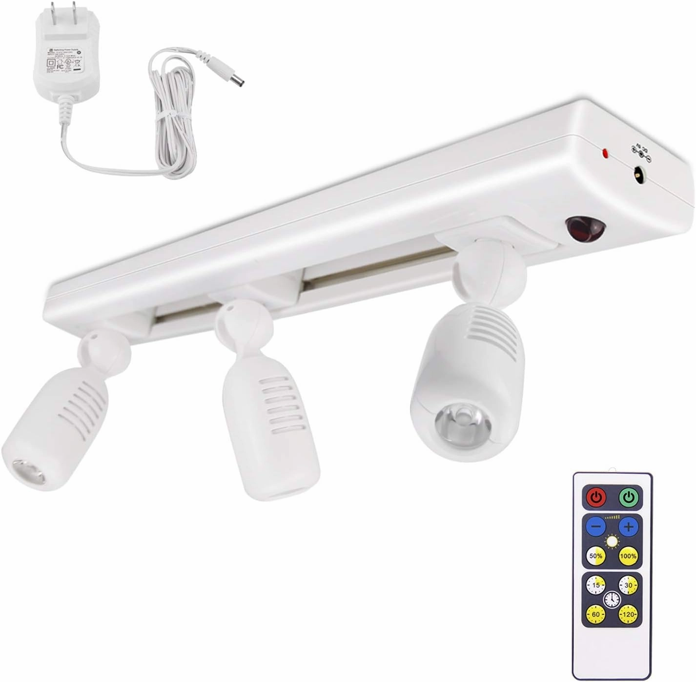 BIGLIGHT LED Track Light, Dimmable Accent Lighting with Rotatable Heads, Plug in Spotlight with Remote for Lighting up Kitchen Sink Cabinet Gallery Picture Bathroom Basement Artwork