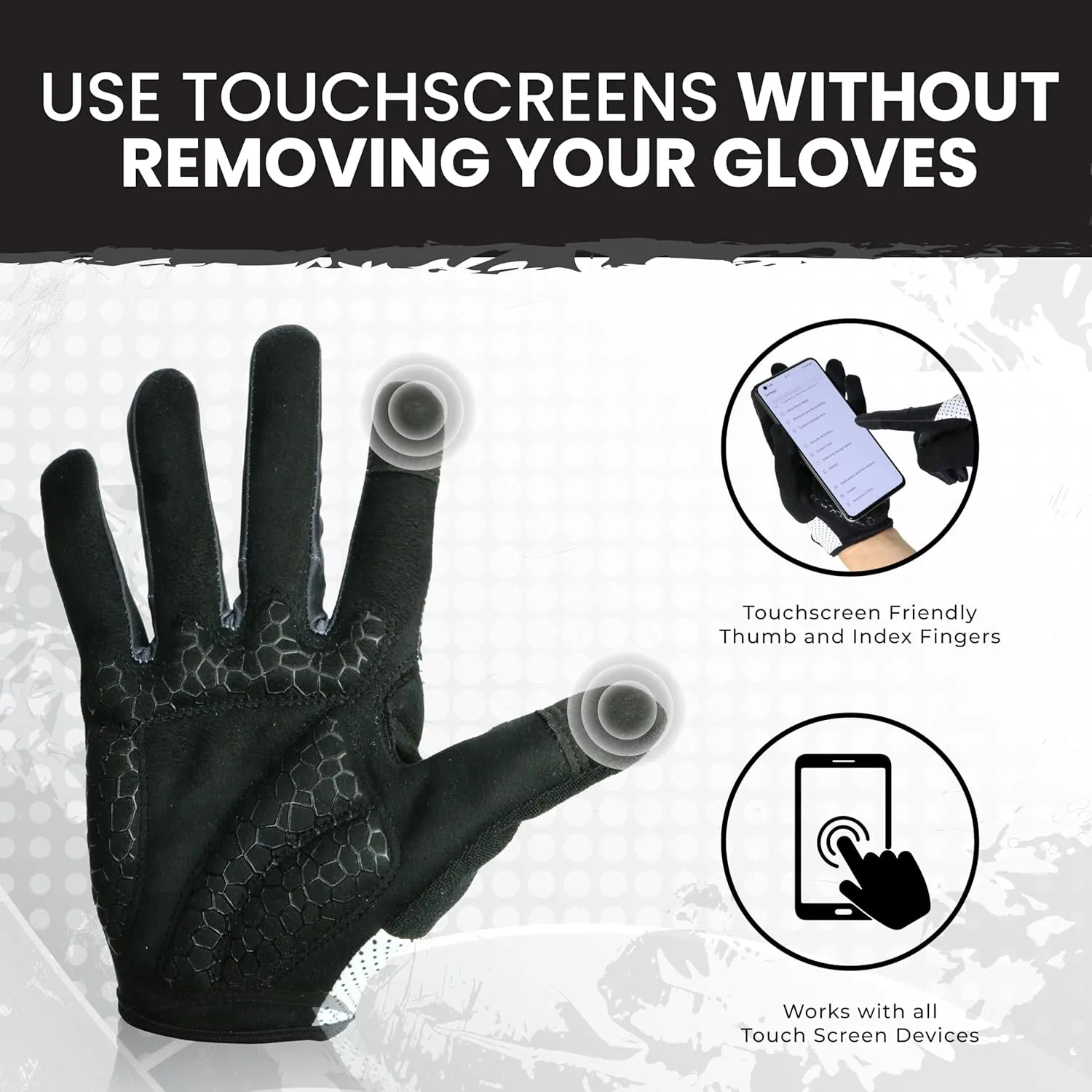 Bike Gloves for Men Women with Anti-Slip Shock-Absorbing Riding Pad, Light Weight Full Finger Cycling Gloves Touch Screen Breathable Mountain Biking Road Bicycle