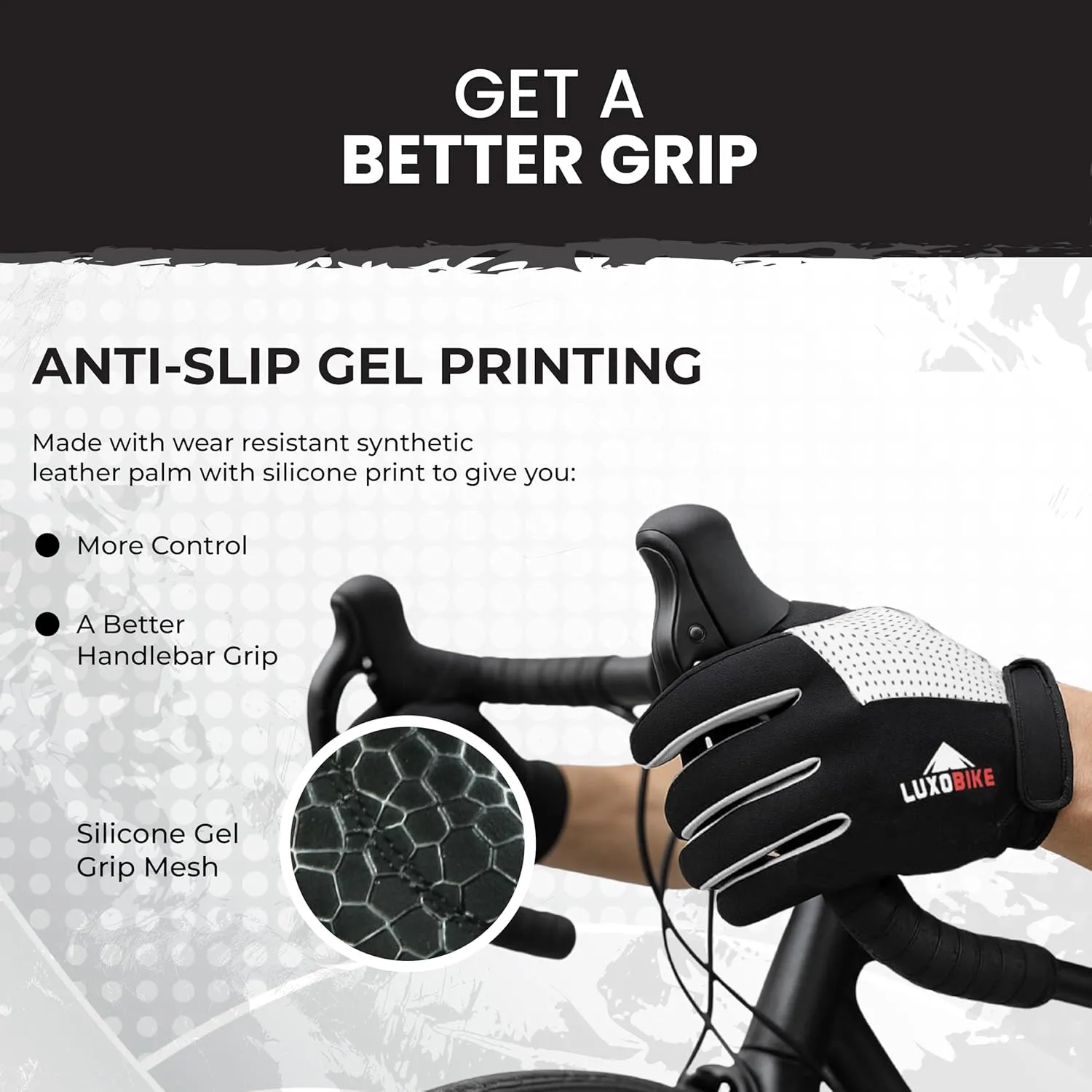Bike Gloves for Men Women with Anti-Slip Shock-Absorbing Riding Pad, Light Weight Full Finger Cycling Gloves Touch Screen Breathable Mountain Biking Road Bicycle