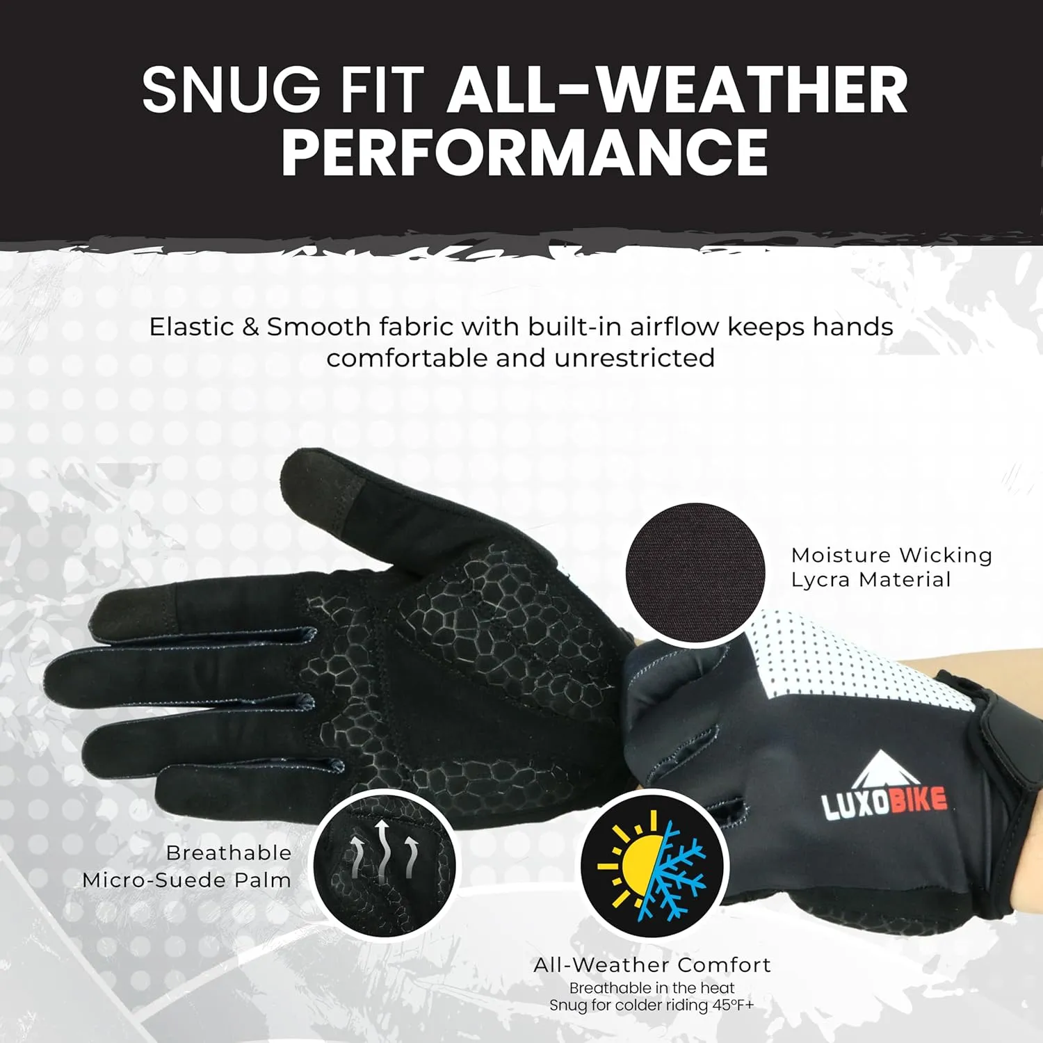Bike Gloves for Men Women with Anti-Slip Shock-Absorbing Riding Pad, Light Weight Full Finger Cycling Gloves Touch Screen Breathable Mountain Biking Road Bicycle