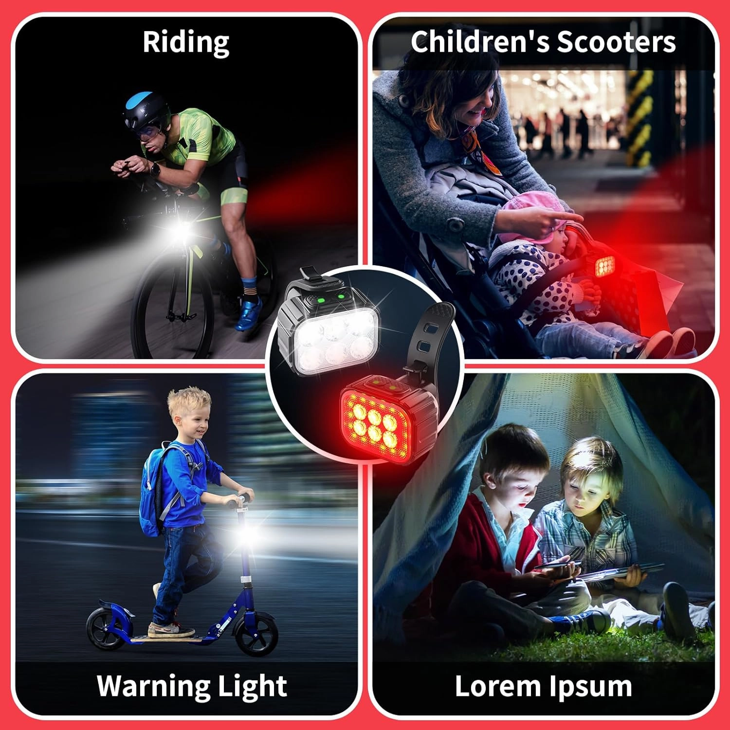 Bike Light Rechargeable Bicycle Lights Super Bright Headlight and Taillight Set LED Mountain Bike Lights Front and Back Flashlight