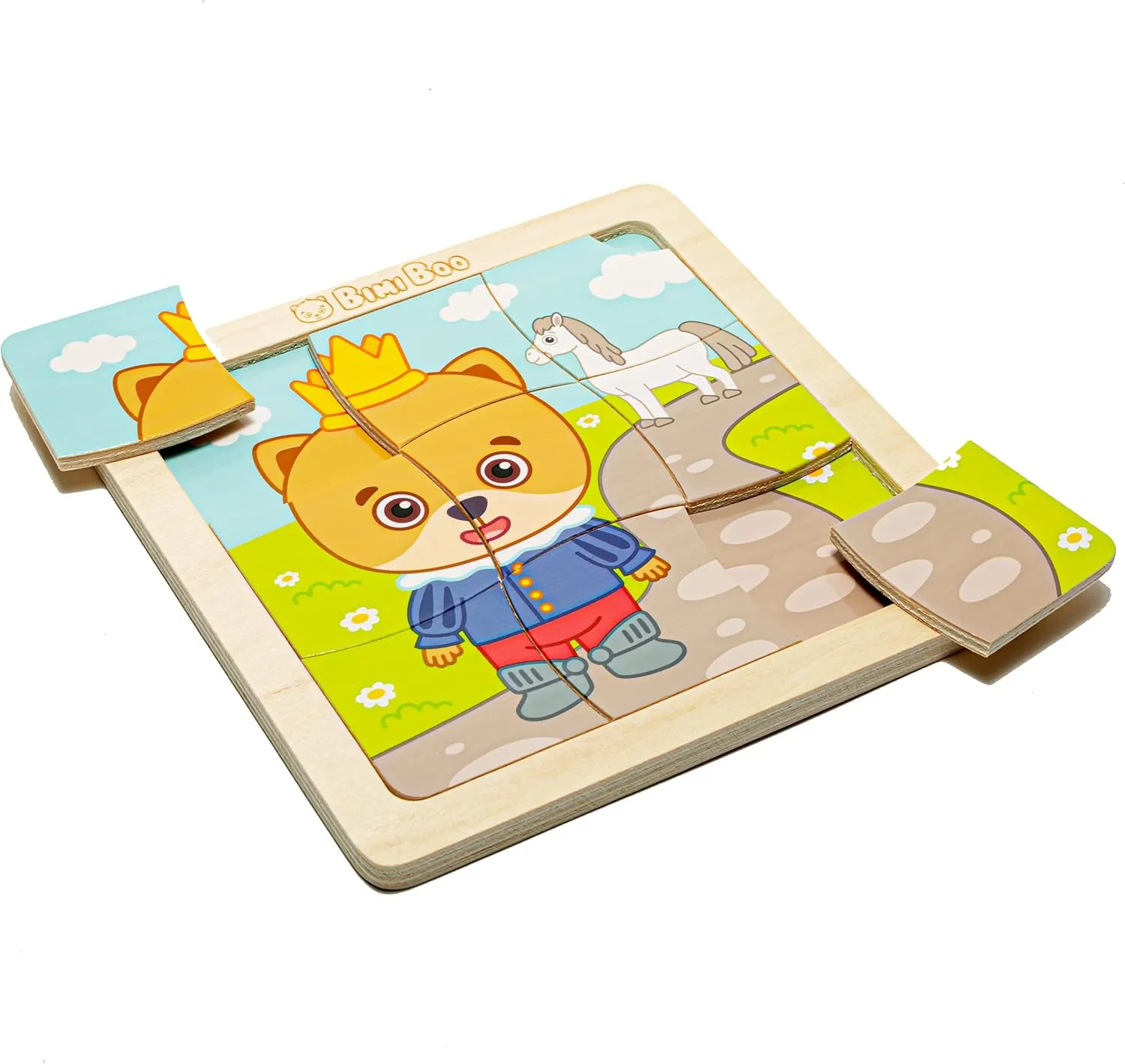 Bimi Boo 6-Sets of Wooden Fairy Tale Puzzles for Toddlers 1-3 - Preschooler Montessori 9-Pieces Jigsaw Puzzle Sets - STEM Educational Learning Wooden Toy for Babies (9 Pcs Per Set, 6 Sets)