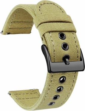 BINLUN Canvas Watch Bands Quick Release Sail Cloth Watch Straps Replacement 18mm 20mm 22mm 24mm Cotton Fabric Watchband for Men and Women with Silver/Black Buckle