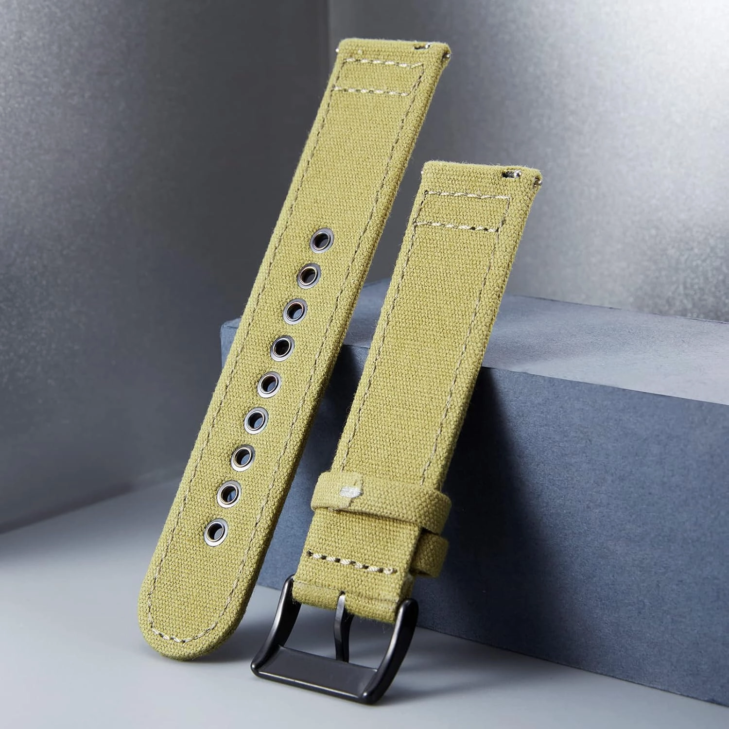 BINLUN Canvas Watch Bands Quick Release Sail Cloth Watch Straps Replacement 18mm 20mm 22mm 24mm Cotton Fabric Watchband for Men and Women with Silver/Black Buckle