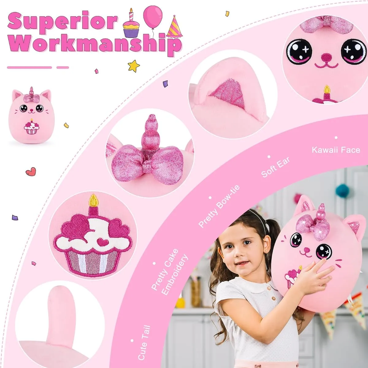 Birthday Gift Cat Stuffed Toy - 10.6 Inch Pink Cat Stuffed Toy Anime Stuffed Toy Cute Birthday Pink Gift Cat Stuffed Toy Stuffed Toy Cute Stuffed Toy Cat Stuffed Toy Cat Stuffed Toy Birthday Gift for Kids